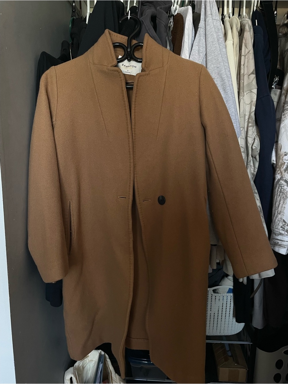 Babaton Tan Wool Single-Button Coat